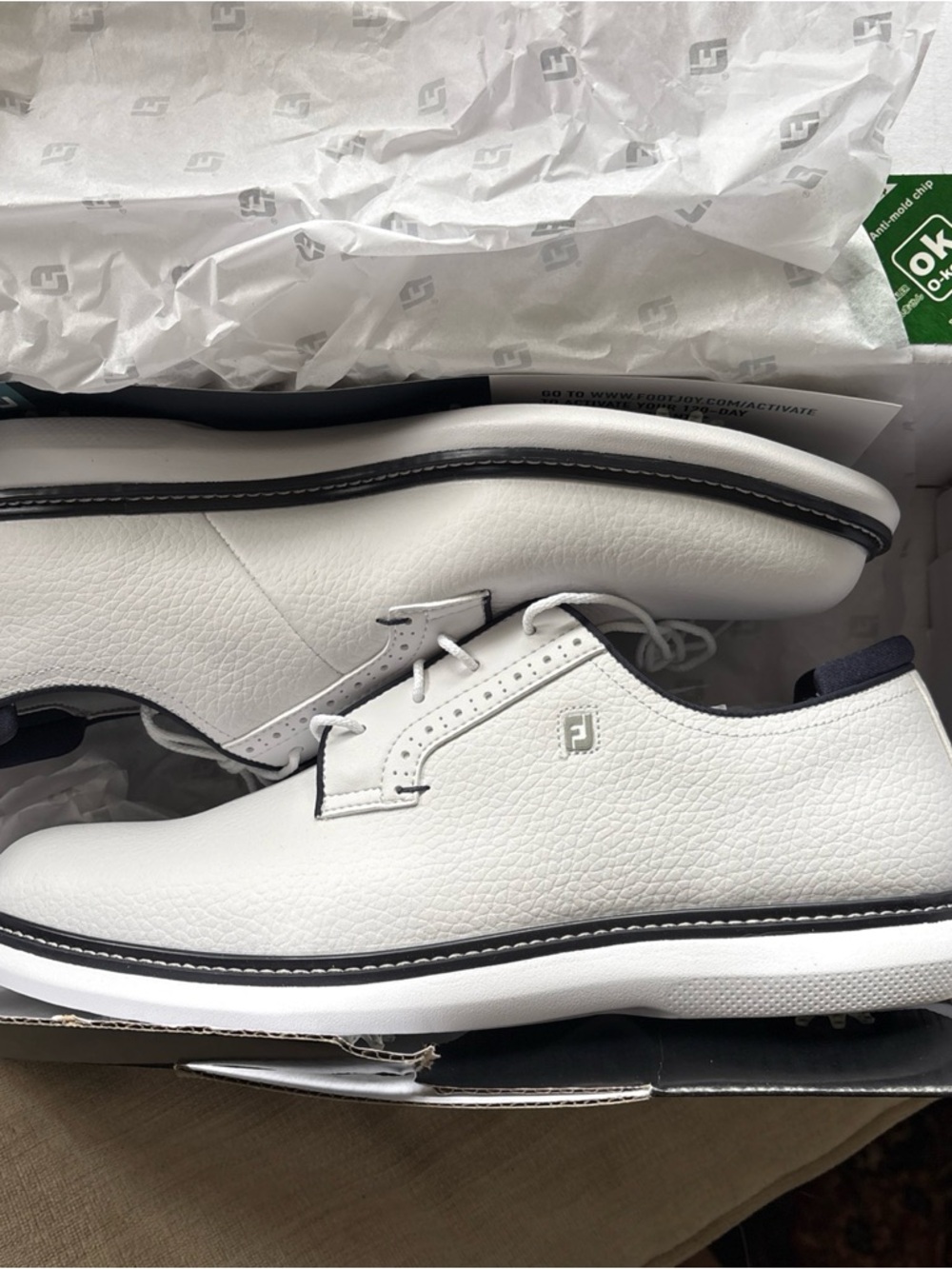 FootJoy Traditions White Leather Golf shoe.  Brand new in box 11.5